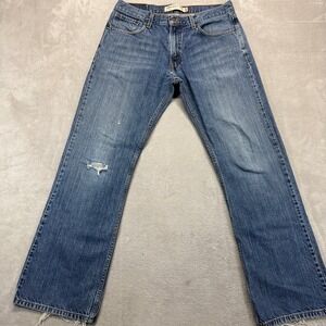 Levis's 527 Jeans Mens 34x32 Blue Low Boot Cut Distressed Medium Wash Denim Y2K
